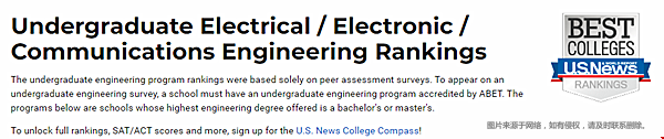 2022USNEWS美國(guó)本科電子專業(yè)最新排名